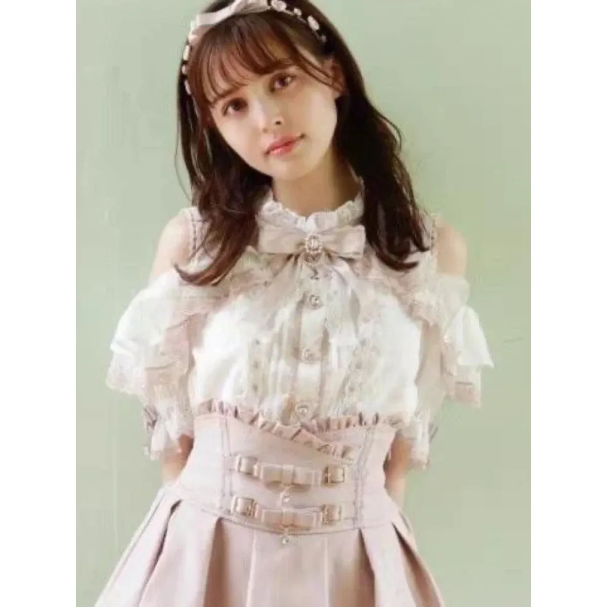 Lolita Lace Bow Off Shoulder Blouse - Women’s Clothing & Accessories - Short - Round - Shirts & Blouses - 6