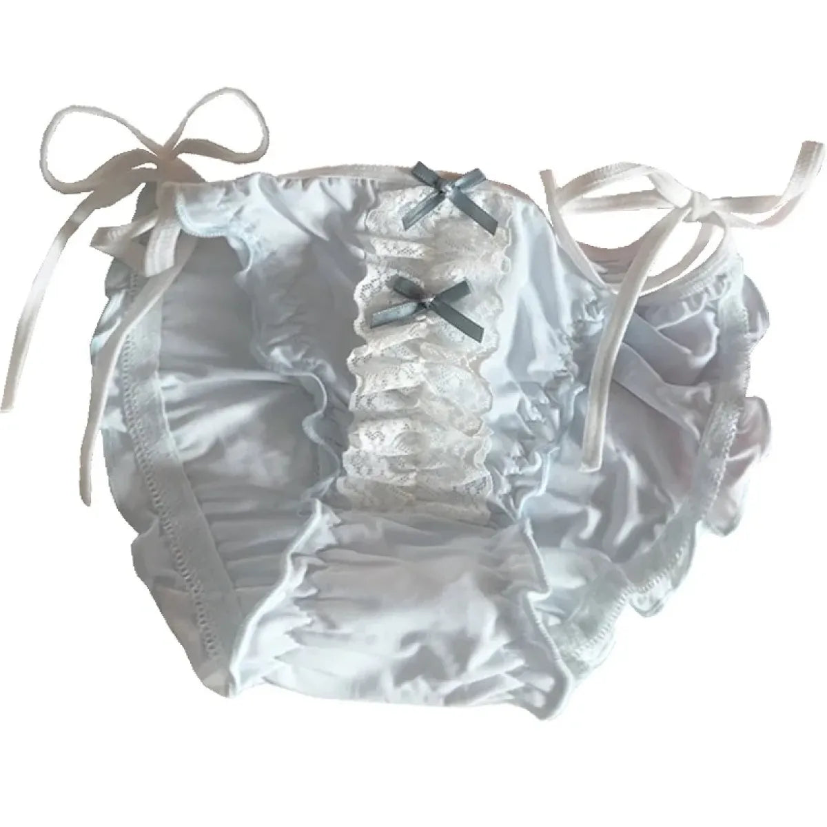 Lolita Lace Ruffle Bow Panties – Cute Low Waist Tie-Up Briefs - Women’s Clothing & Accessories - Panties - 5