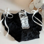 Lolita Lace Ruffle Bow Panties – Cute Low Waist Tie-Up Briefs - Women’s Clothing & Accessories - Panties - 9