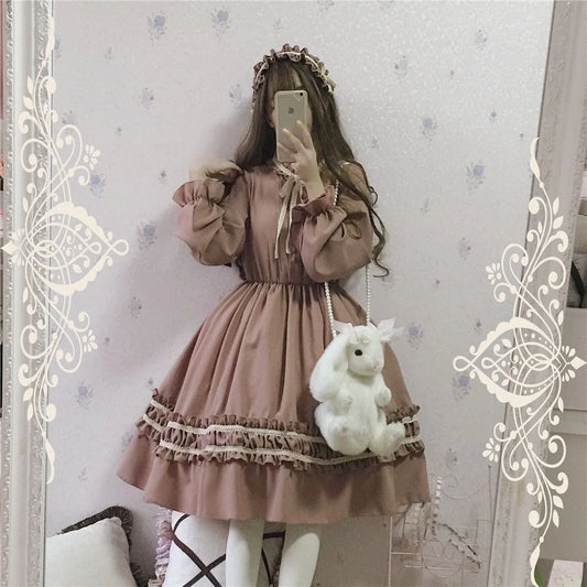 Lolita OP Dress Women Harajuku Long Sleeve Doll Style Lace Trim - All Dresses - Dresses - 2025 - 2 - Worldwide Shipping