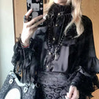 Lolita Ruffle Lace Lantern Sleeve Blouse - Women’s Clothing & Accessories - Blouse - 9