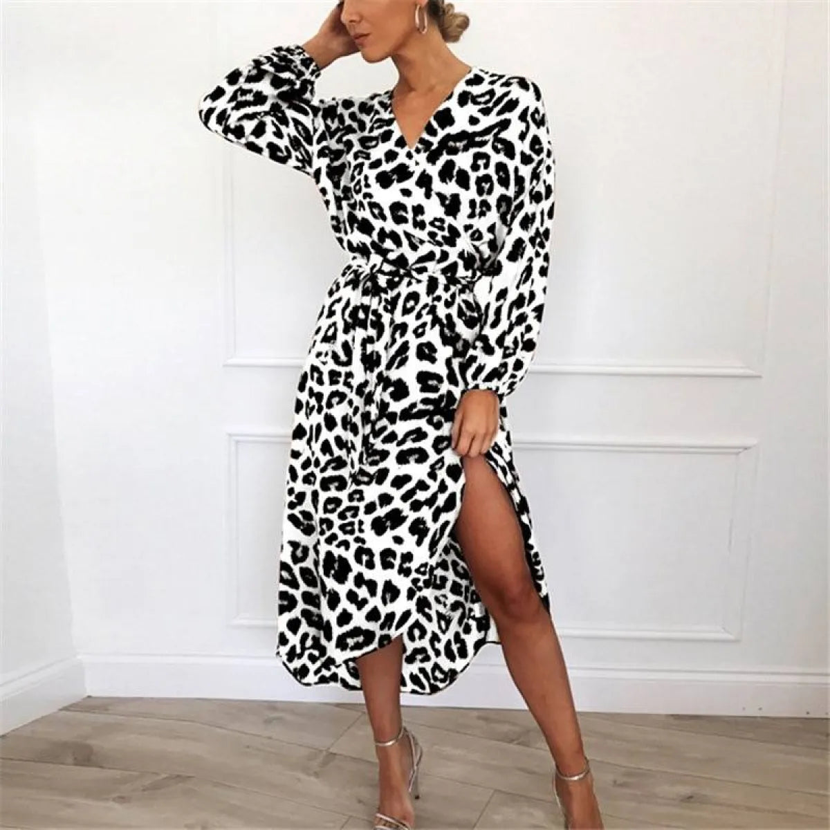 Long Leopard Printed Dress - All Dresses - 15