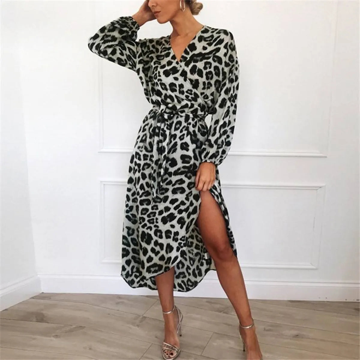 Long Leopard Printed Dress - All Dresses - 5