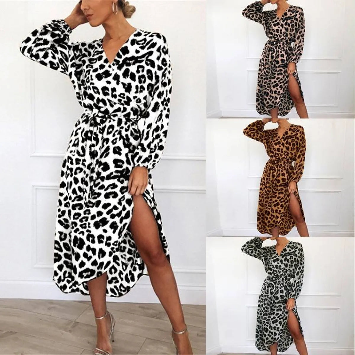 Long Leopard Printed Dress - All Dresses - 7