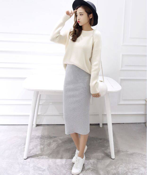 Long Midi Pencil Skirts - Gray / One Size - Bottoms - Skirts - 10 - 2024