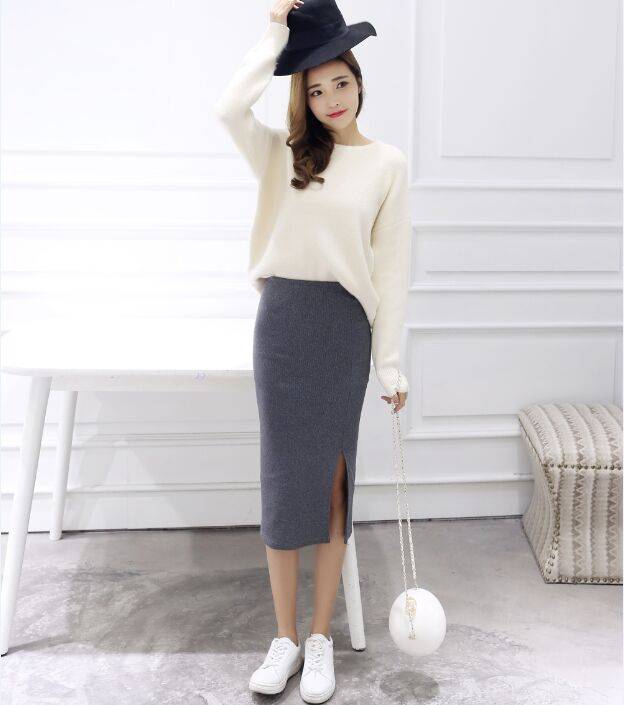 Long Midi Pencil Skirts - Dark Gray / One Size - Bottoms - Skirts - 13 - 2024