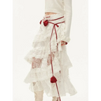 Fairycore Lace Ruffle Long Skirt - Bottoms - Skirts - 1