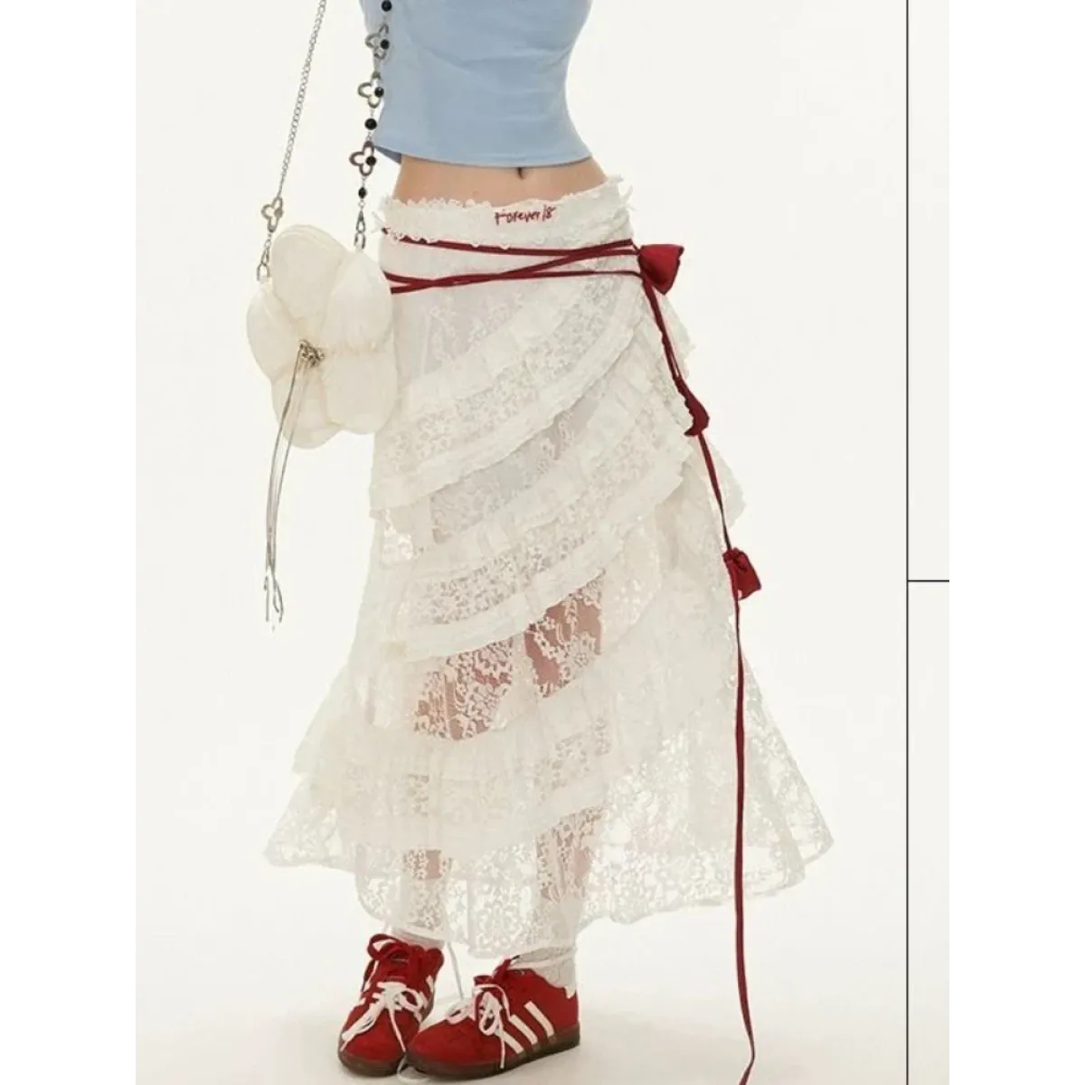 Fairycore Lace Ruffle Long Skirt - Bottoms - Skirts - 2