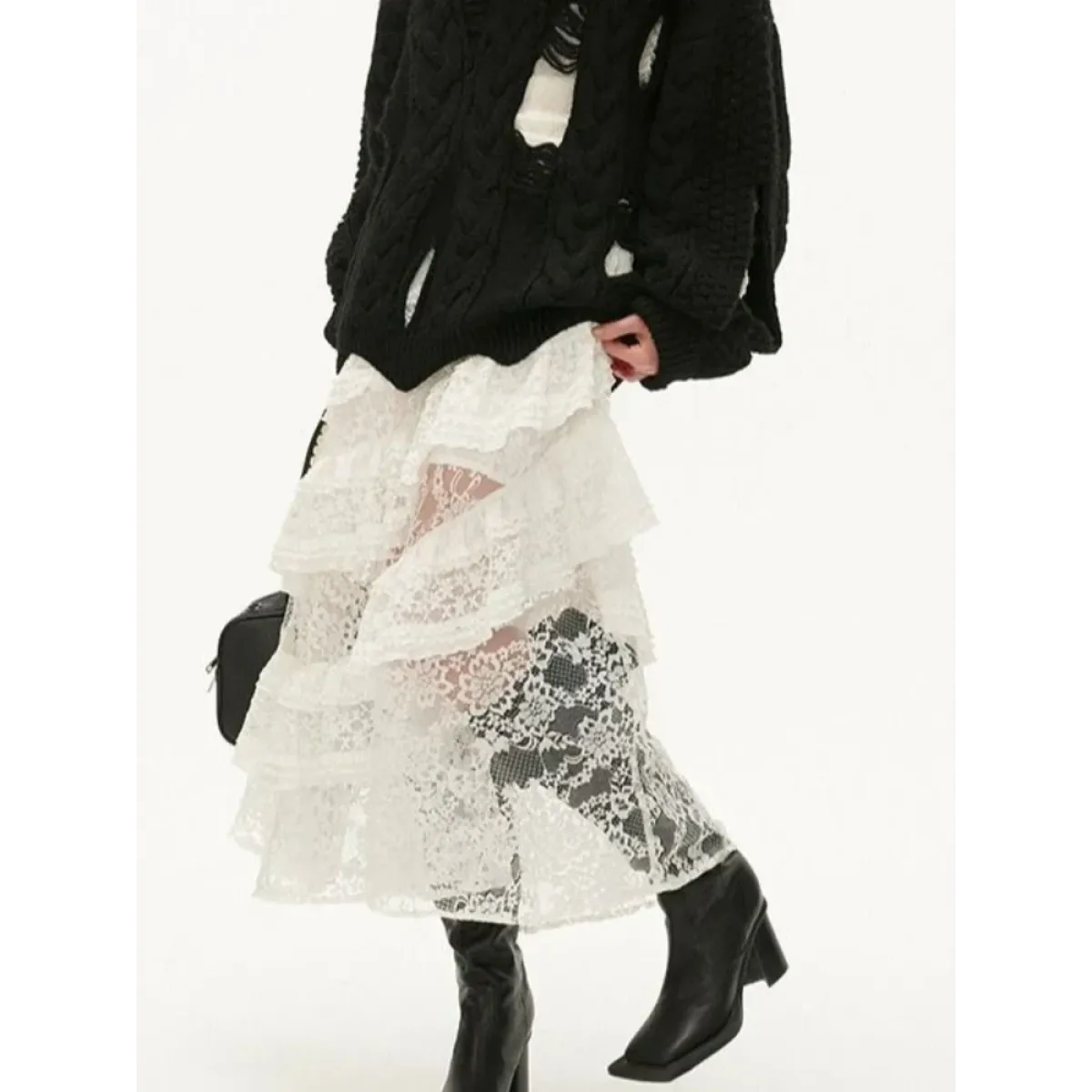 Fairycore Lace Ruffle Long Skirt - Bottoms - Skirts - 3