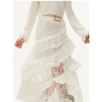 Fairycore Lace Ruffle Long Skirt - Bottoms - Skirts - 4