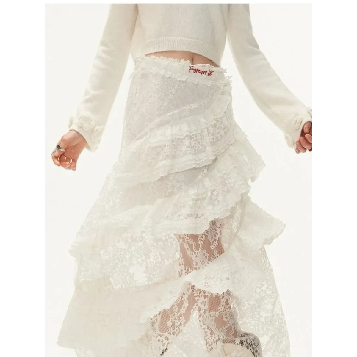 Fairycore Lace Ruffle Long Skirt - Bottoms - Skirts - 4