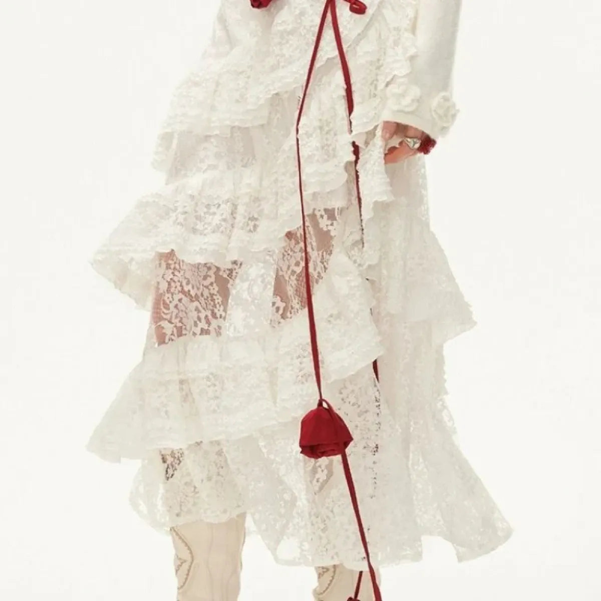 Fairycore Lace Ruffle Long Skirt - Bottoms - Skirts - 7