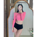 Contrast Long Sleeve High Waist Bikini Set - Swimsuits - Swimsuits - 7