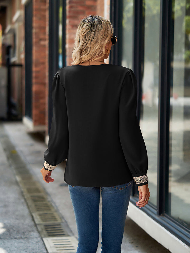 V-Neck Long Sleeve Blouse - Women’s Clothing & Accessories - Shirts & Tops - 6 - 2024