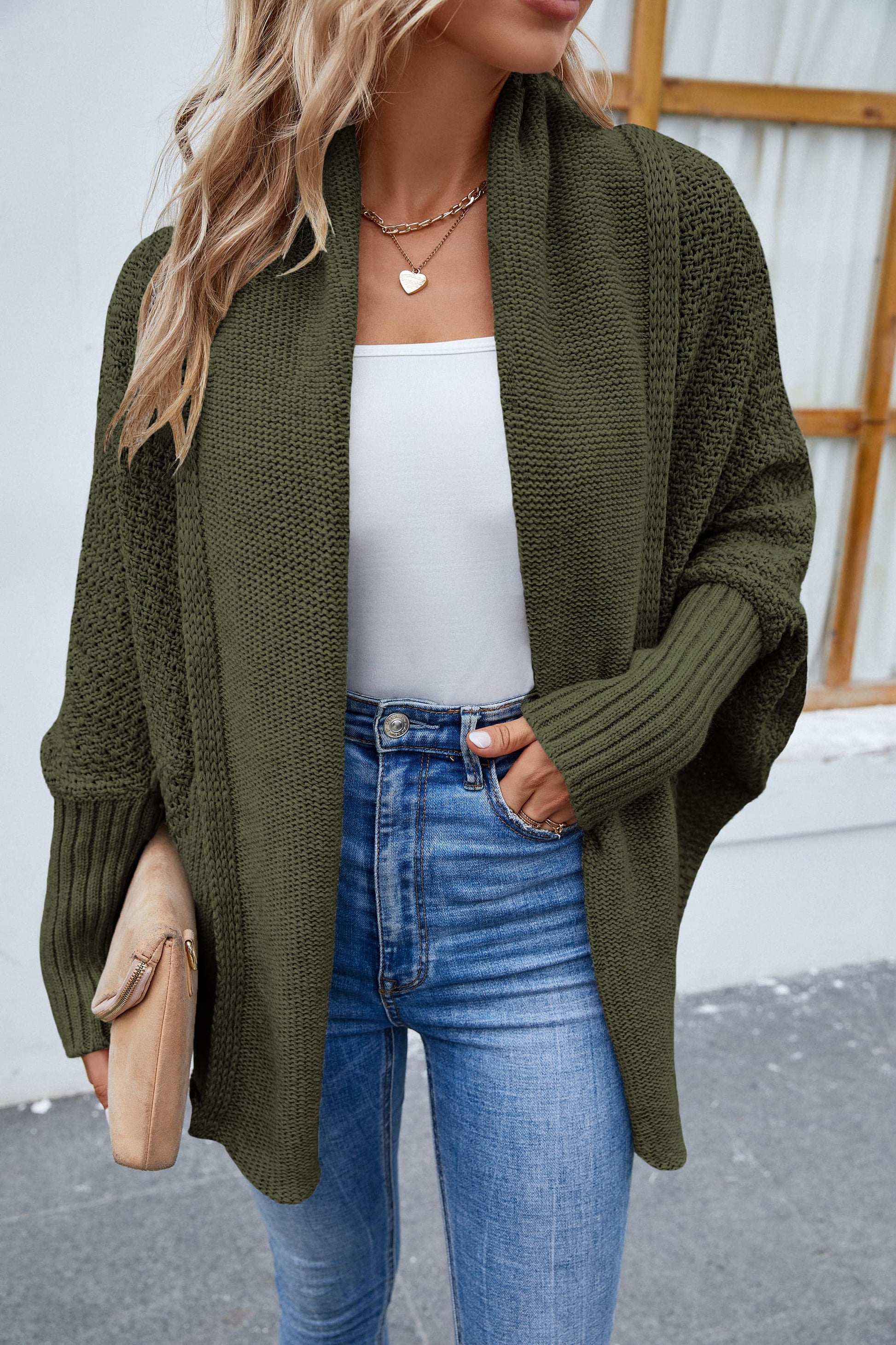 Open Front Long Sleeve Cardigan - Green / S - Women’s Clothing & Accessories - Shirts & Tops - 13 - 2024