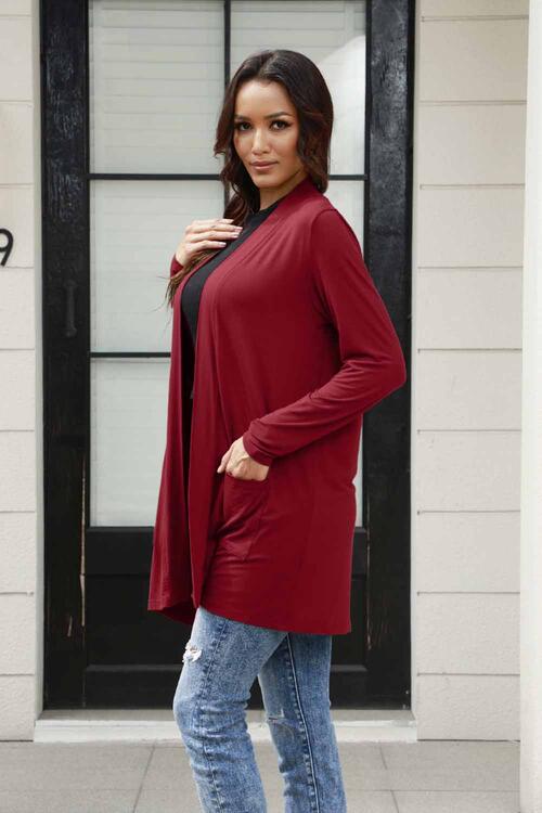 Open Front Long Sleeve Cardigan with Pockets - Women’s Clothing & Accessories - Shirts & Tops - 11 - 2024