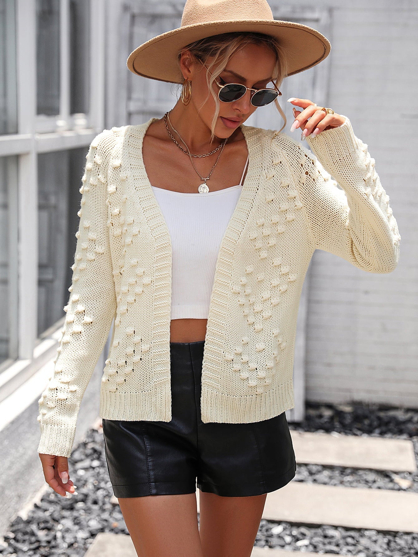 Open Front Long Sleeve Cardigan - White / S - Women’s Clothing & Accessories - Shirts & Tops - 5 - 2024