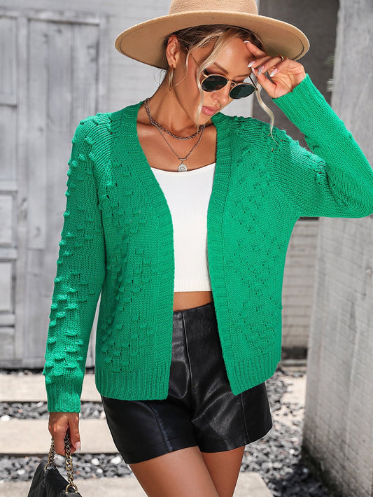 Open Front Long Sleeve Cardigan - Green / S - Women’s Clothing & Accessories - Shirts & Tops - 1 - 2024