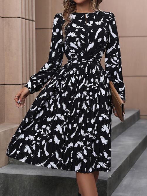 Printed Tie Back Long Sleeve Dress - All Dresses - Dresses - 3 - 2024