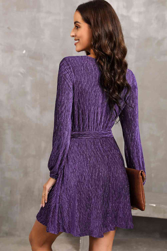 Round Neck Tie Front Long Sleeve Dress - All Dresses - Dresses - 2 - 2024