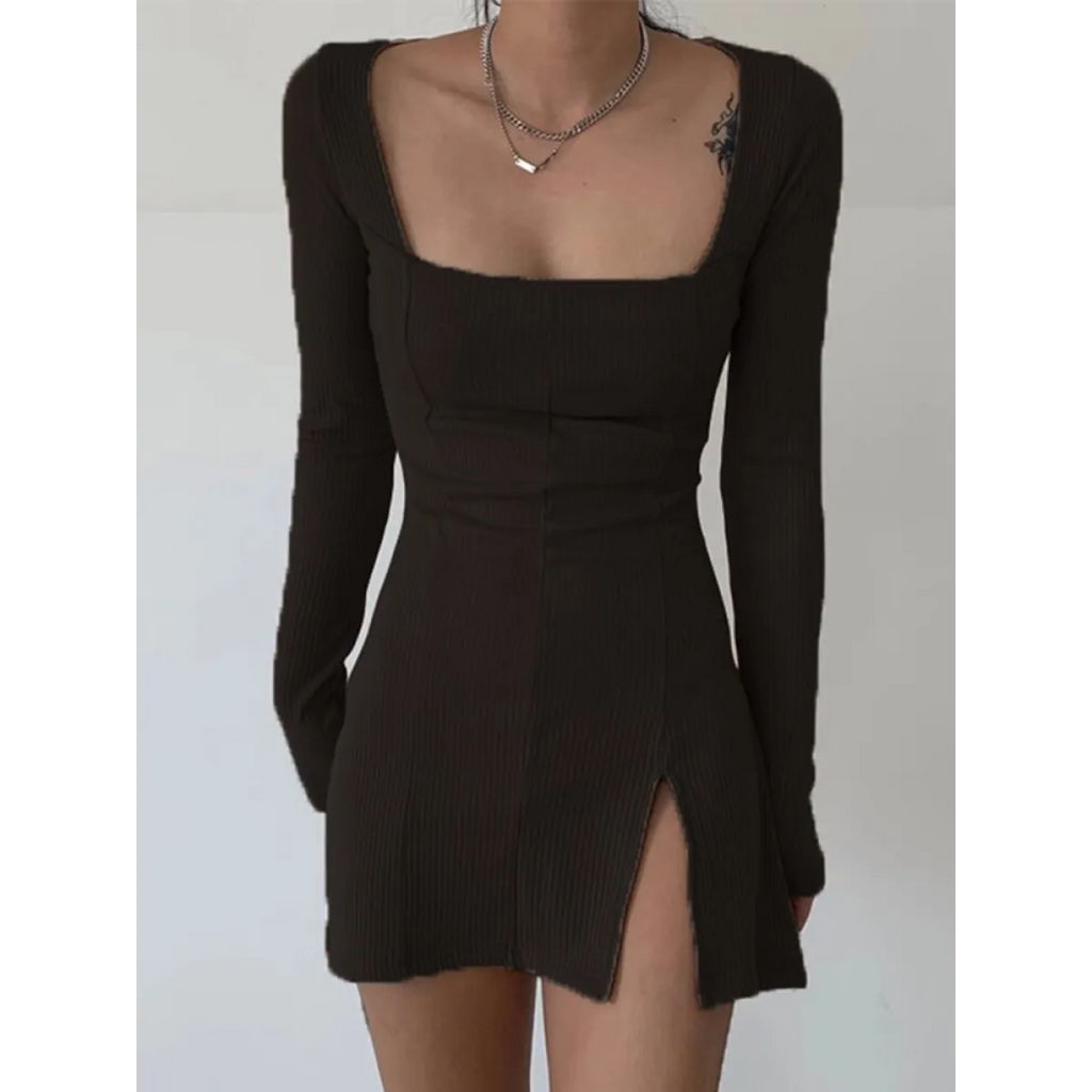 Solid Casual Knitted Dresses - Charcoal / S - All Dresses - Dresses - 14 - 2024