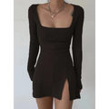 Solid Casual Knitted Dresses - Charcoal / S - All Dresses - Dresses - 14 - 2024
