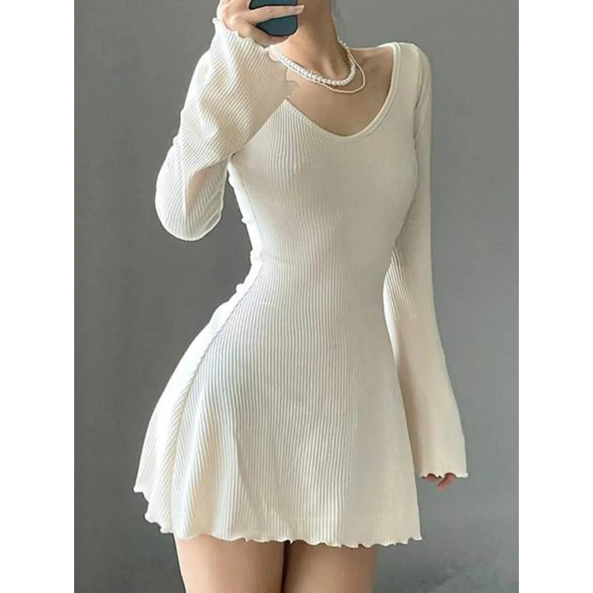 Solid Casual Knitted Dresses - Beige / S - All Dresses - Dresses - 15 - 2024