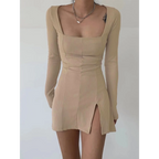 Solid Casual Knitted Dresses - Khaki / S - All Dresses - Dresses - 21 - 2024