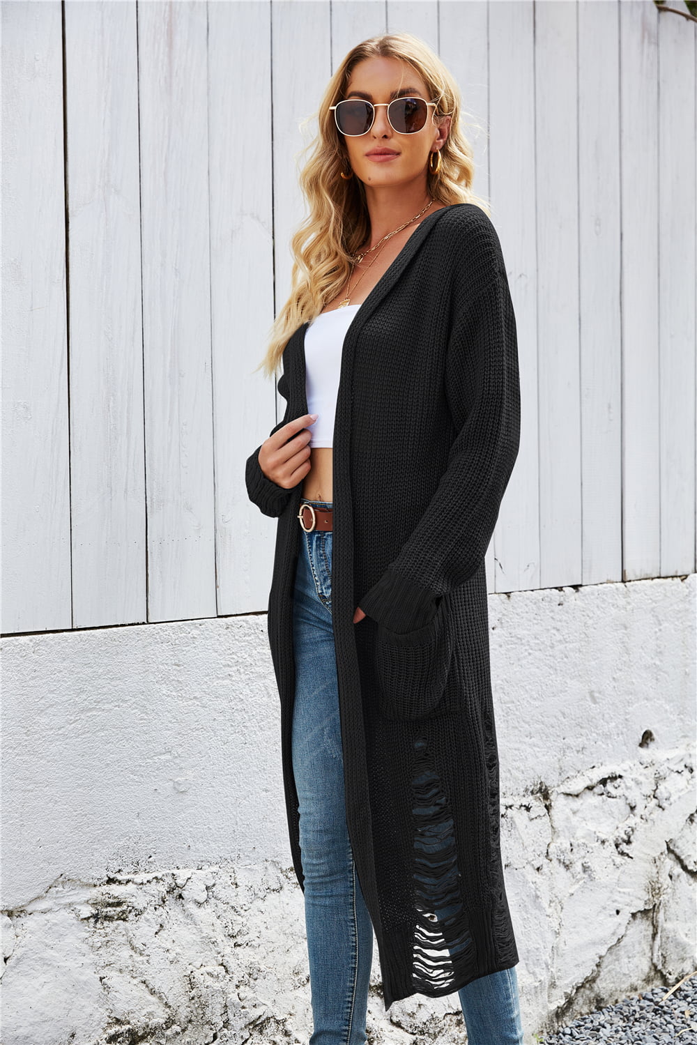 Open Front Long Sleeve Hooded Cardigan - Women’s Clothing & Accessories - Shirts & Tops - 5 - 2024