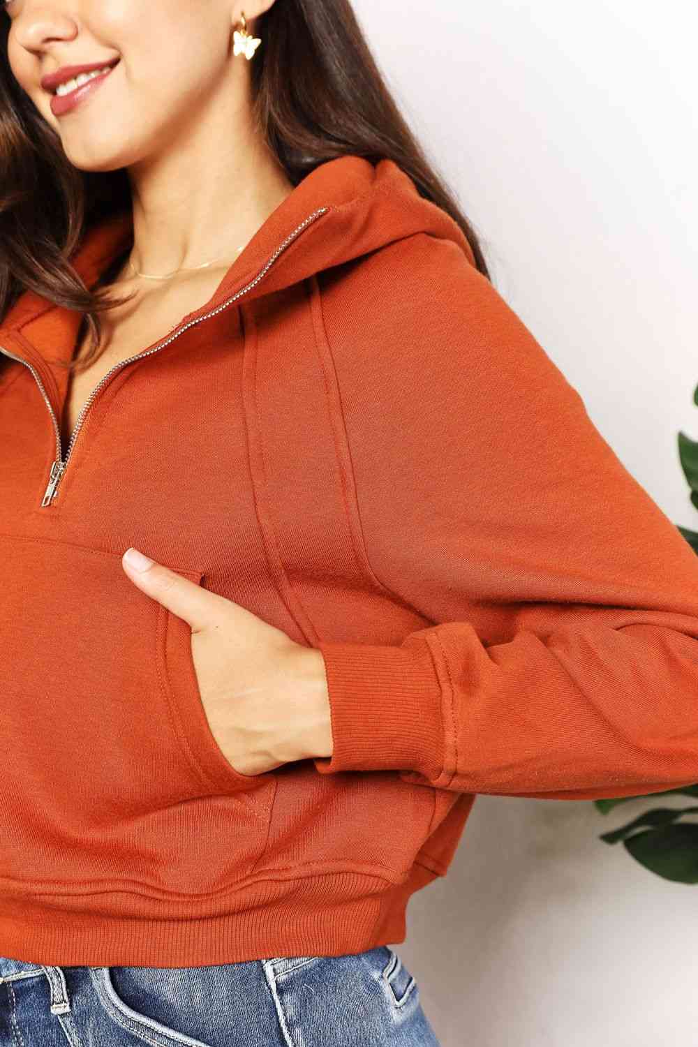 Half-Zip Long Sleeve Hoodie - Hoodies & Sweatshirts - Shirts & Tops - 12 - 2024