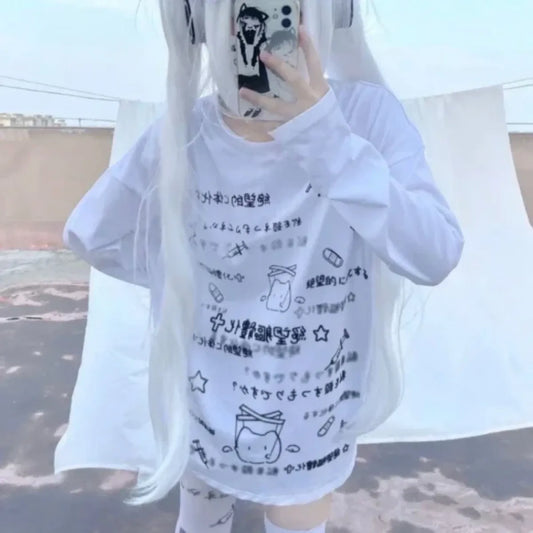 Kawaii Harajuku Letter Print Long Sleeve Tee - T-Shirts - T-Shirts - 7