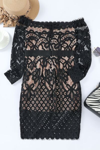 Off-Shoulder Long Sleeve Lace Dress - All Dresses - Dresses - 5 - 2024