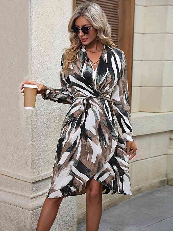 Printed V-Neck Long Sleeve Mini Dress - All Dresses - Dresses - 4 - 2024