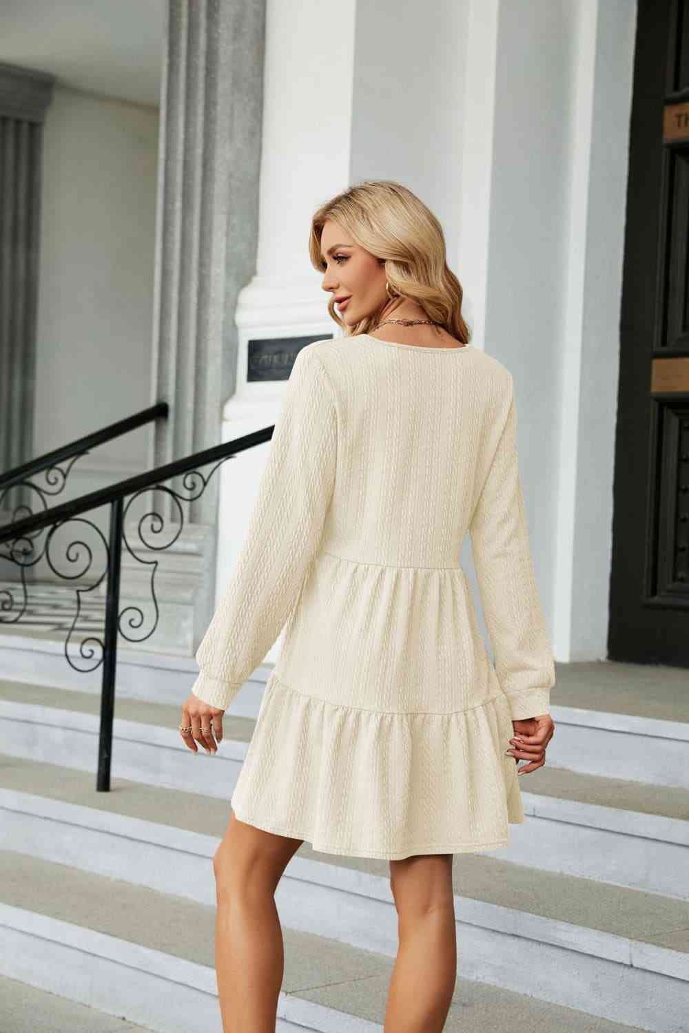 V-Neck Long Sleeve Mini Dress - All Dresses - Dresses - 9 - 2024