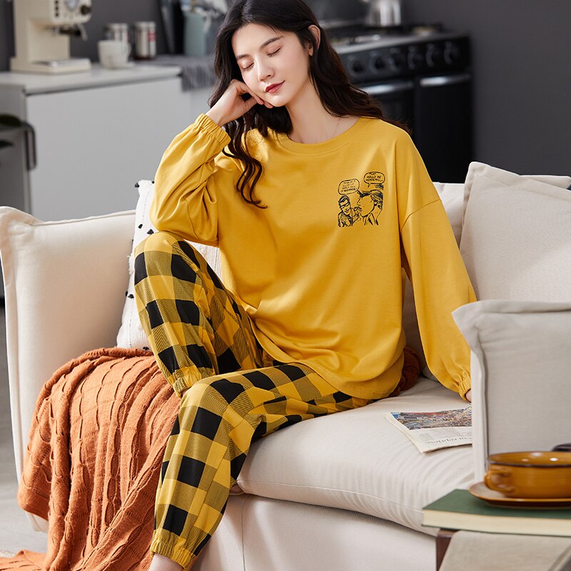 Comfy Long Sleeve Pajamas Set - Yellow / XL - Women’s Clothing & Accessories - Loungewear - 3 - 2024