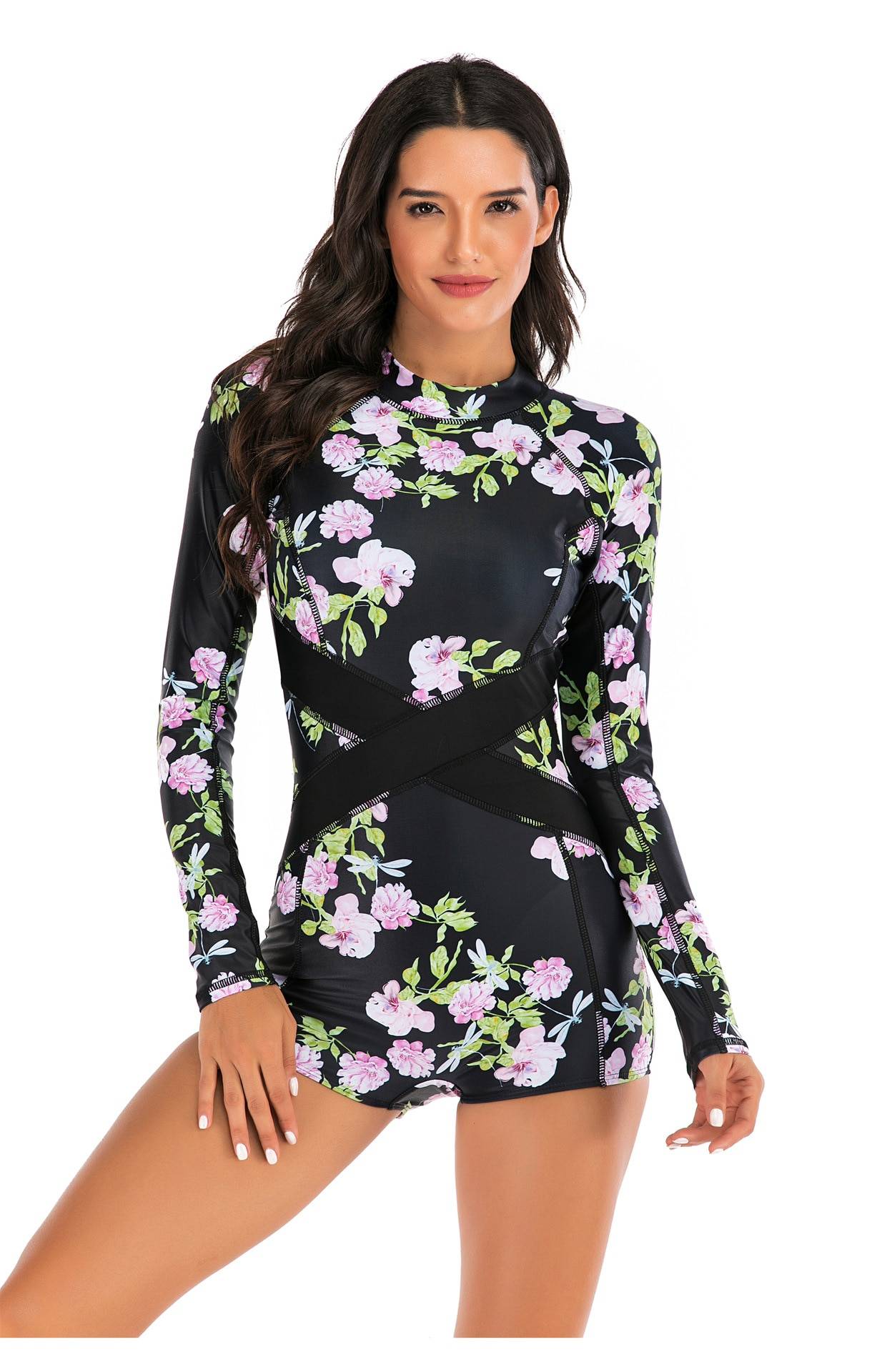 Long Sleeve Rash Guard - Pink Floral / L - Women’s Clothing & Accessories - Swimwear - 30 - 2024