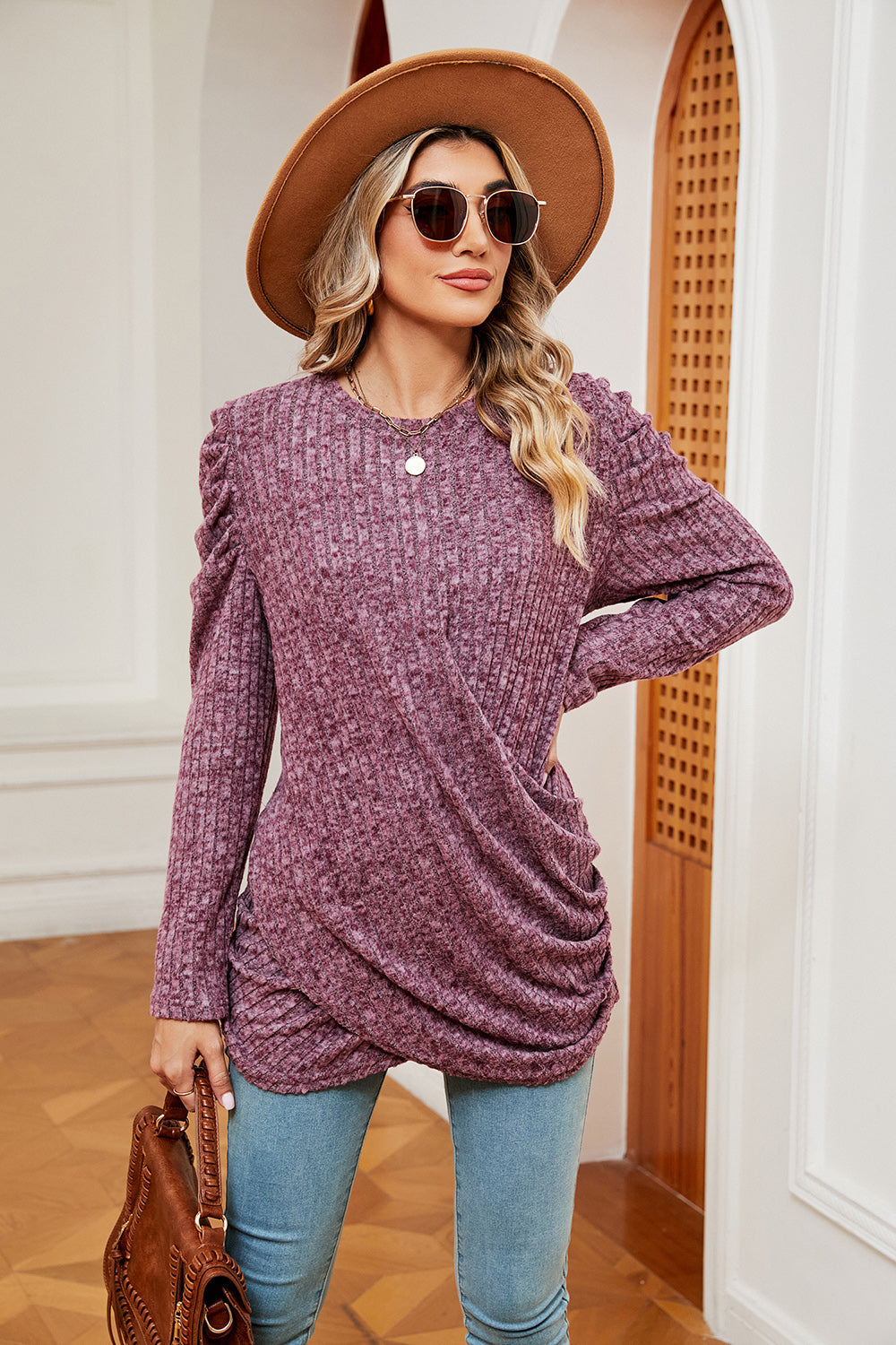 Long Sleeve Ribbed Twisted Top - T-Shirts - Shirts & Tops - 3 - 2024