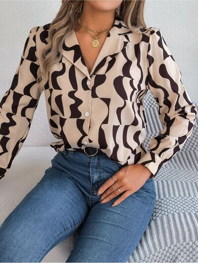 Printed Button Up Long Sleeve Shirt - T-Shirts - Shirts & Tops - 11 - 2024