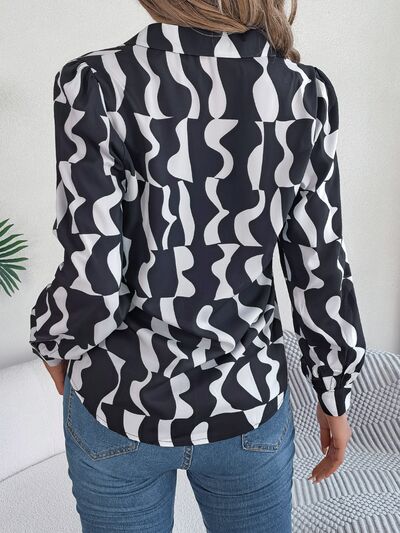 Printed Button Up Long Sleeve Shirt - T-Shirts - Shirts & Tops - 4 - 2024