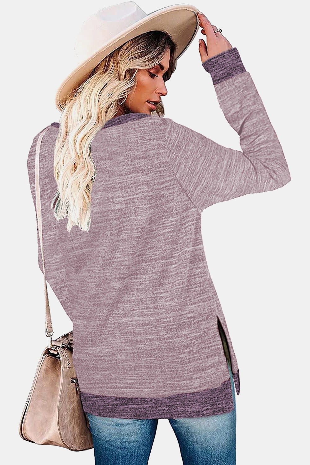 Round Neck Long Sleeve Slit T-Shirt - T-Shirts - Shirts & Tops - 21 - 2024