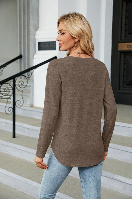 Round Neck Long Sleeve T-Shirt - T-Shirts - Shirts & Tops - 2 - 2024