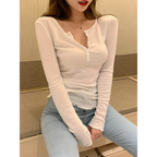 Harajuku V-Neck Button Long Sleeve Tee - T-Shirts - T-Shirts - 5