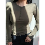 Harajuku V-Neck Button Long Sleeve Tee - T-Shirts - T-Shirts - 7