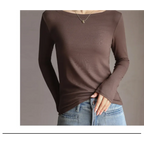 Modal Slash Neck Long Sleeve Tee - T-Shirts - T-Shirt - 4