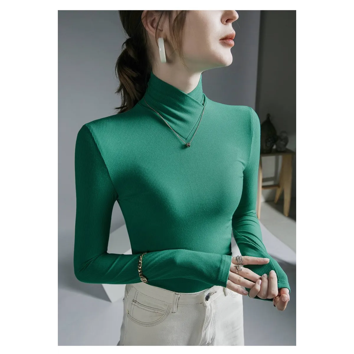 Long-Sleeved Fleece Pullover - Sweaters - 36