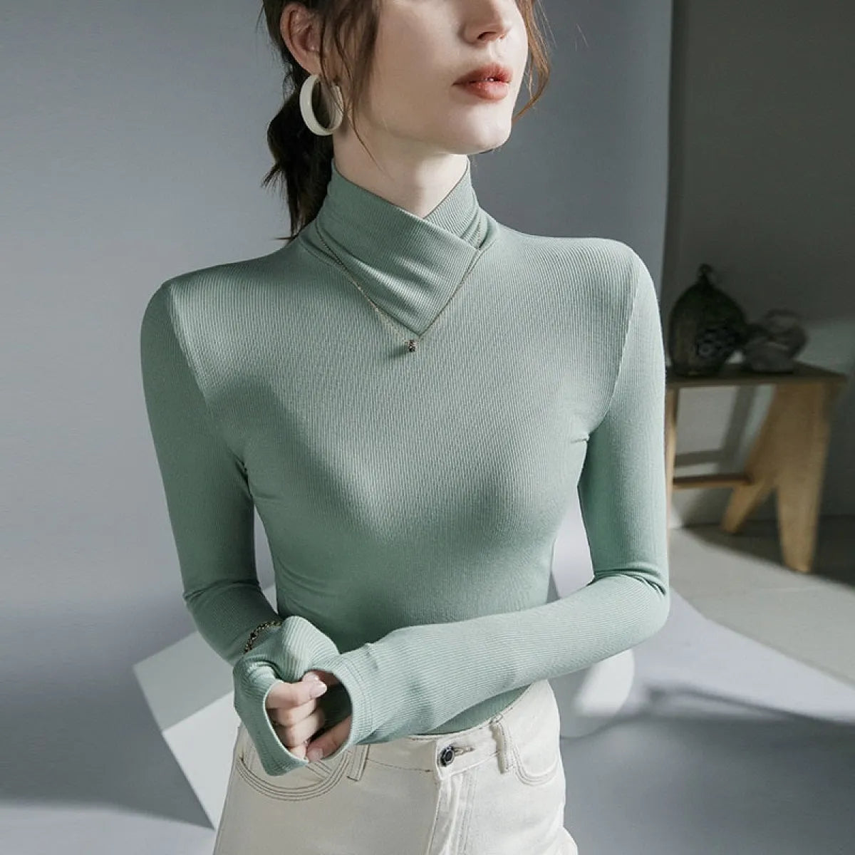 Long-Sleeved Fleece Pullover - Sweaters - 59