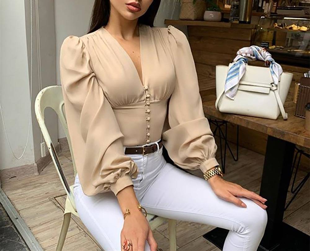 Long-sleeved Korean Blouse - Women’s Clothing & Accessories - Shirts & Tops - 6 - 2024