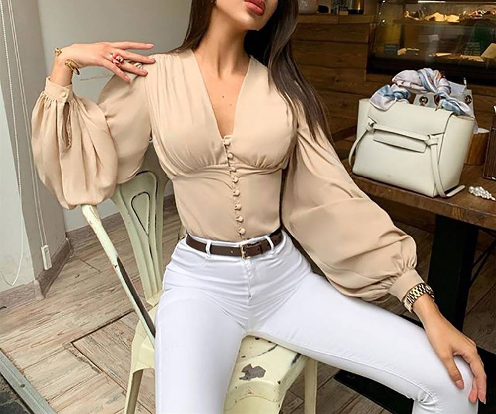 Long-sleeved Korean Blouse - Women’s Clothing & Accessories - Shirts & Tops - 7 - 2024