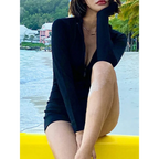 Japanese Style Black Zip Swimsuit with Long Sleeves - Women’s Clothing & Accessories - Swimsuits - 2