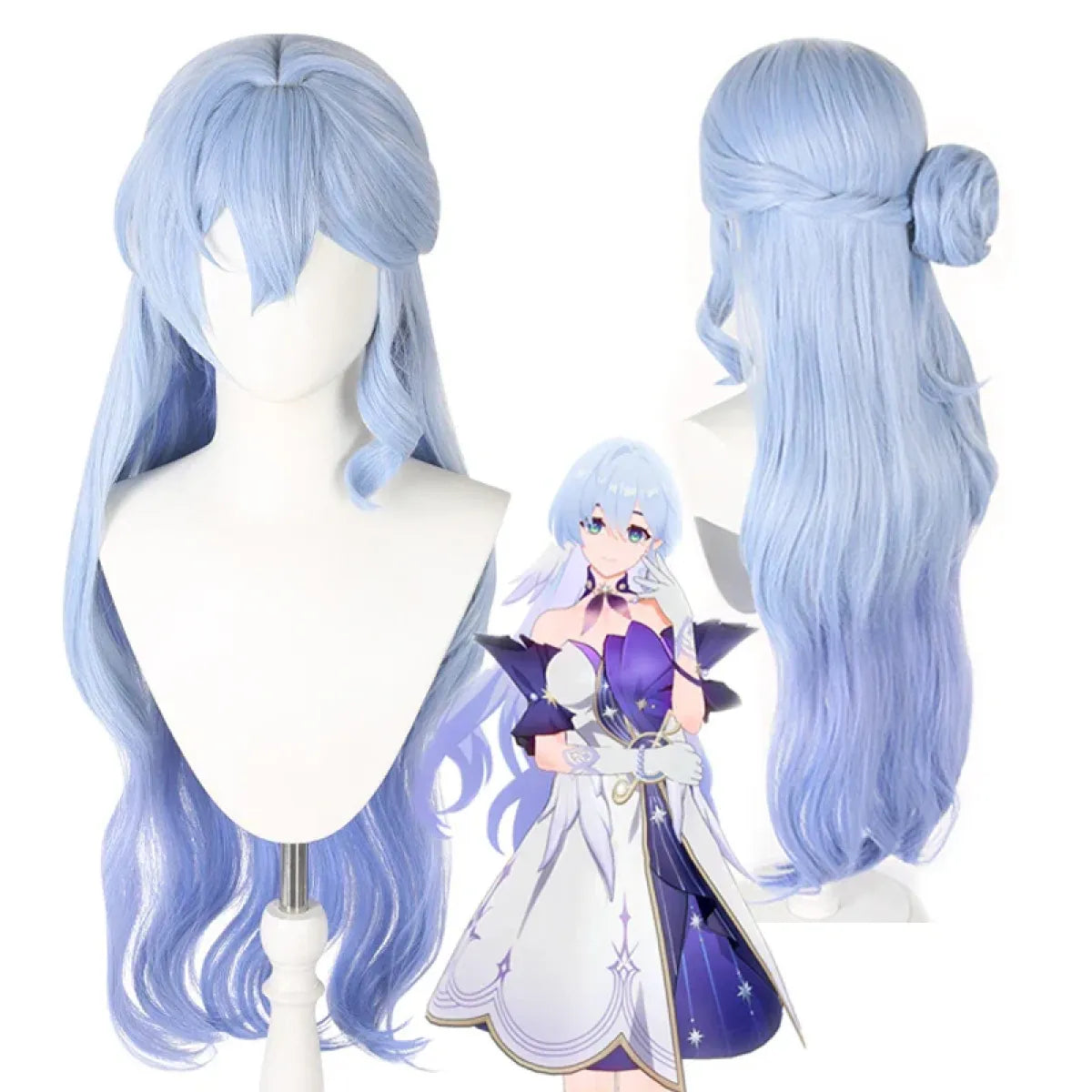 Long Wavy Ice Blue Anime Cosplay Wig - Anime - Hair Accessories - 1